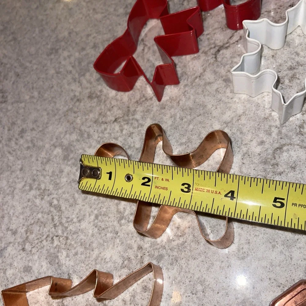 Vintage Aluminum Metal Copper Cookie Cutters Christmas Decor Lot Of 9